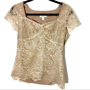 Gold Lace LOFT Top (Sz 6)
